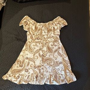 Derek Heart Cream and Brown Paisley  Dress